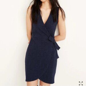 New, Madewell Texture & Thread Navy Blue Crosshatch Side Tie Dress Size Medium